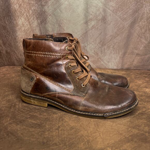 Lasoki Casual Brown Tan Leather Suede Chukka Boots Lace Up Ankle Mens 42 Y2K - Picture 1 of 12